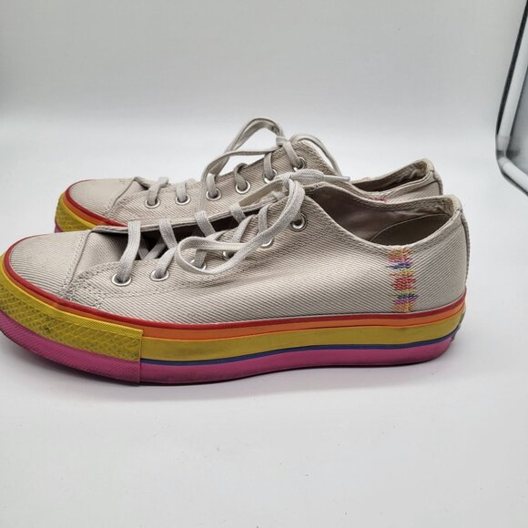 Converse Womens CTAS Lift Ox Pink Tan Rainbow Platform Sneakers Shoes Sz US 10 - Picture 7 of 9